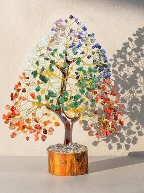 Crystal Gemstone Tree Sculpture - Multicolor